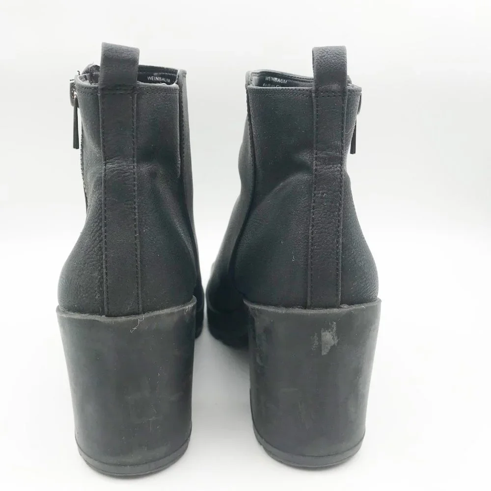 MIX NO. 6 Weinbaum Black Chunky Platform Block Heel Ankle Boots Womens 10